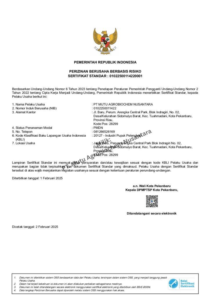Sertifikat Standar